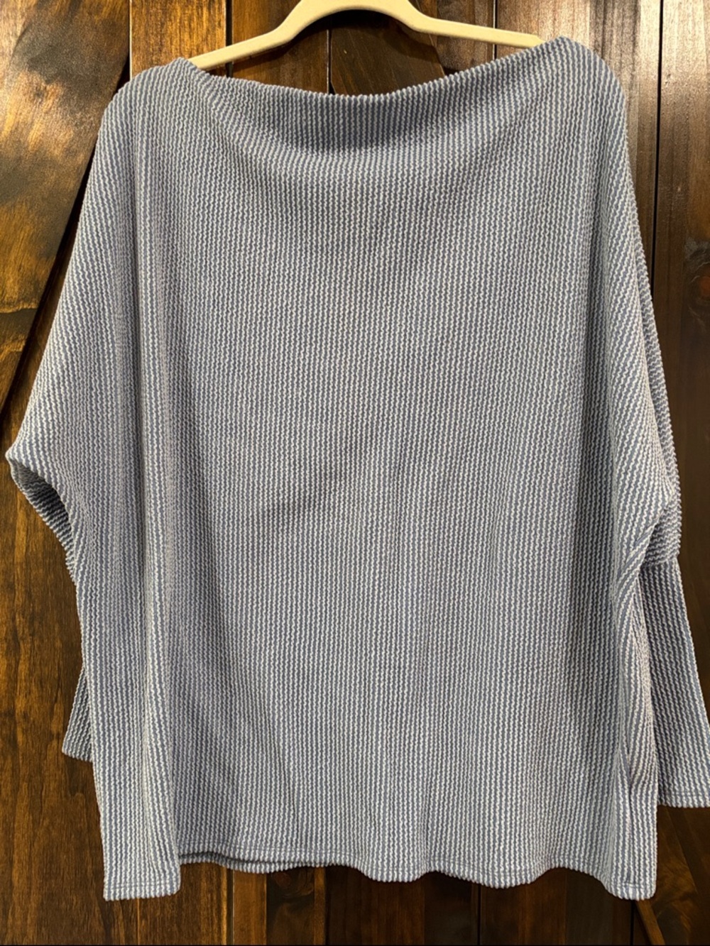 🔥Gibsonlook‎ Textured Knit Top XXL Blue Waffle Dolman Sleeve Casual Oversized